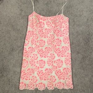 Lilly Pulitzer hot pink and white floral overlay dress